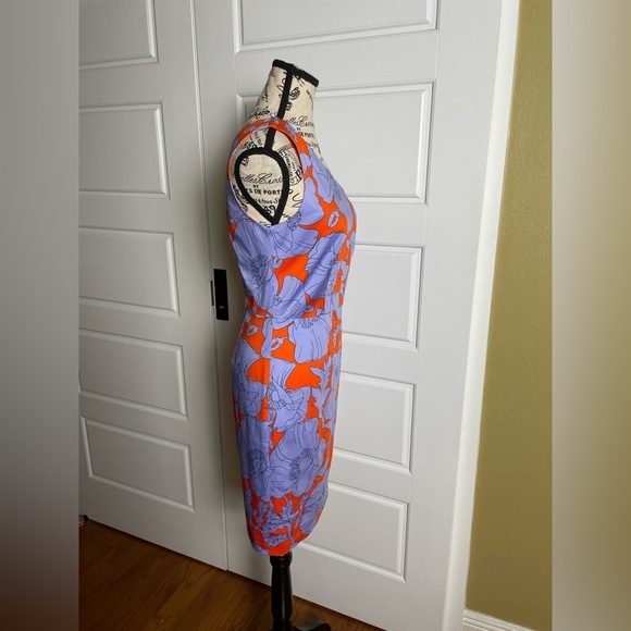 J. Crew Printed One Shoulder Dress Red and Blue Floral - Picture 2 of 7